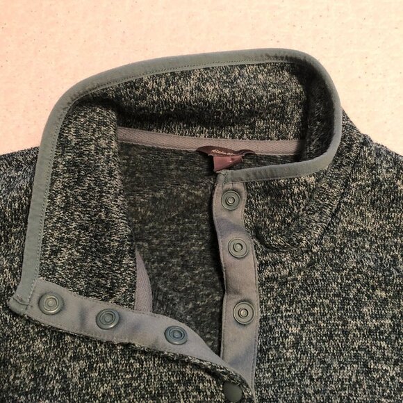 Eddie Bauer Jacket Women XL Sea Green Knit Snap Fleece Pullover Long Sleeve - Picture 4 of 8